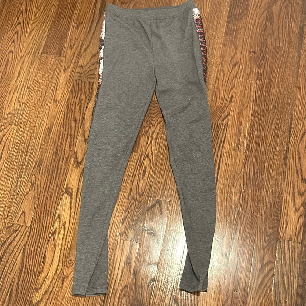 Gap Girls Gray Leggings With Sequins On Sides Size XL